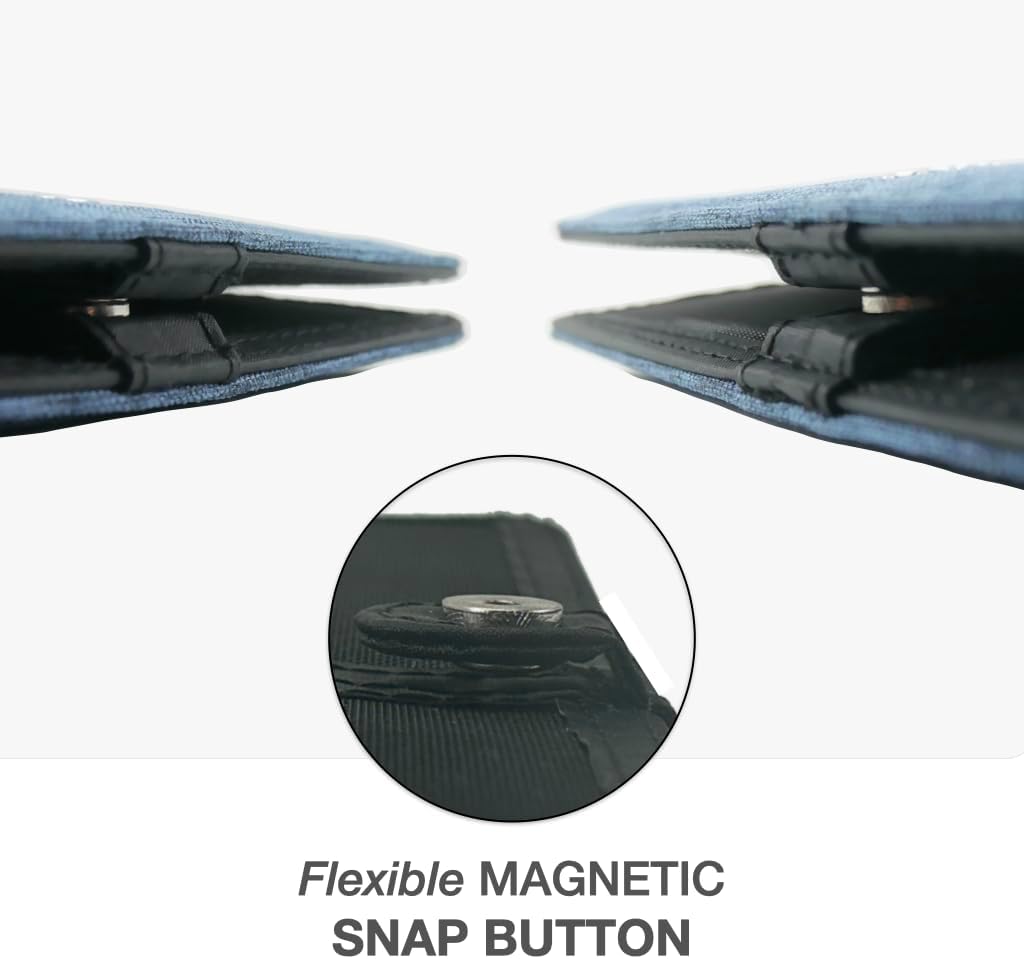 Caitlin Women RFID Blocking Long Bifold Executive Wallet with 12 Slots, 2 Key Pocket, Cash pockets, and 2 ID windows, and 2 privacy windows, Come with Premium Gift Box (Canvas, Denim Blue) - Image 4