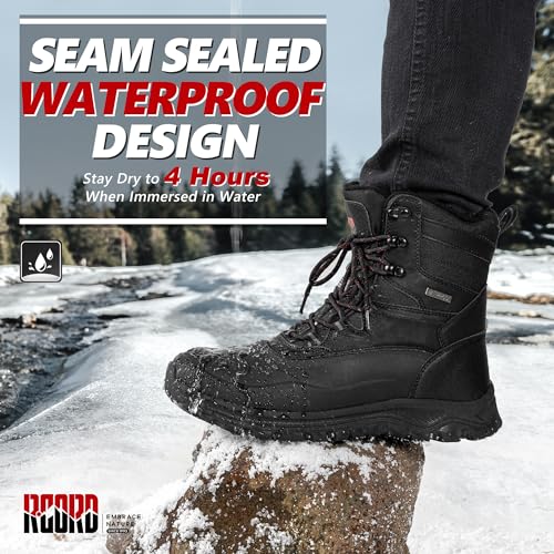 R CORD Snow Boots for Men Waterproof Insulated Mens Snow Boots Winter Boots for Men Winter Hiking Shoes High Traction Men's Military Tactical Boots4