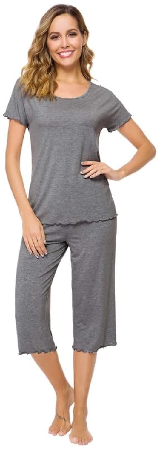 Pigiama Donna Estivo 2 Pezzi - Top Corto E Pantaloni Lunghi Morbidi, Comodi Per Casa E Notte - Foto 4