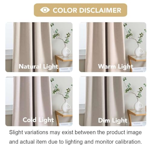 Image of Linen Blackout Curtains 96 Inches Long 100% Total Blackout Heavy-Duty Draperies for Bedroom Living Room Thermal Insulated Textured Functional Window Treatment Anti Rust Grommet (Natural, 2 Panels)