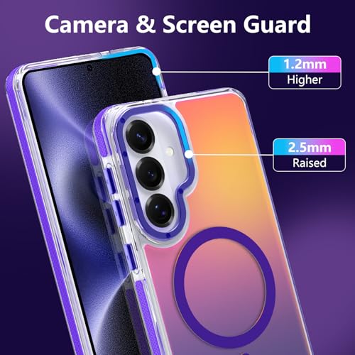 Image of Magnetic Case for Samsung Galaxy S26 Plus [Compatible with Magsafe] [Cute Fashion Fluorescent Design] [1 Screen Protector] Slim Translucent Matte Case for Galaxy S26 Plus 6.7 inch, Purple