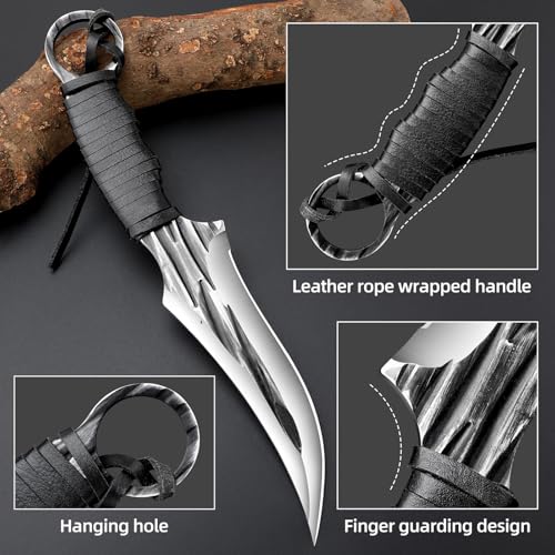 Veisky 2 Piece Full Tang Handle Survival Tactical Knife Set with Sheath for Outdoor Camping Fishing,Fixed Blade Hunting Knife Survival Great gift for Men by Veisky - Image 4