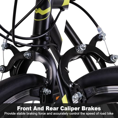 WEIZE 700C Hybrid Bike for Adults, 14 Speed Road Bike, City Commuter Bicycle with Caliper Brakes, High-Carbon Steel Raci - Additional View