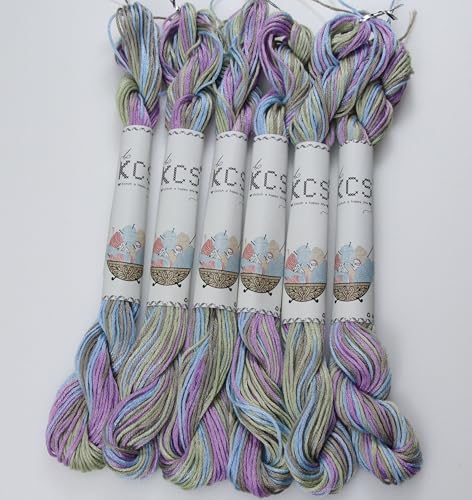 Image of KCS Big skeins of 25 Meters Size 25 Color Variegated Cross Stitch Stranded Threads,6 skeins,4523