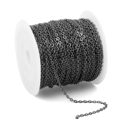 66FT 2.5mm Gunmetal Stainless Steel Cable Chains Bulk for Jewelry Making