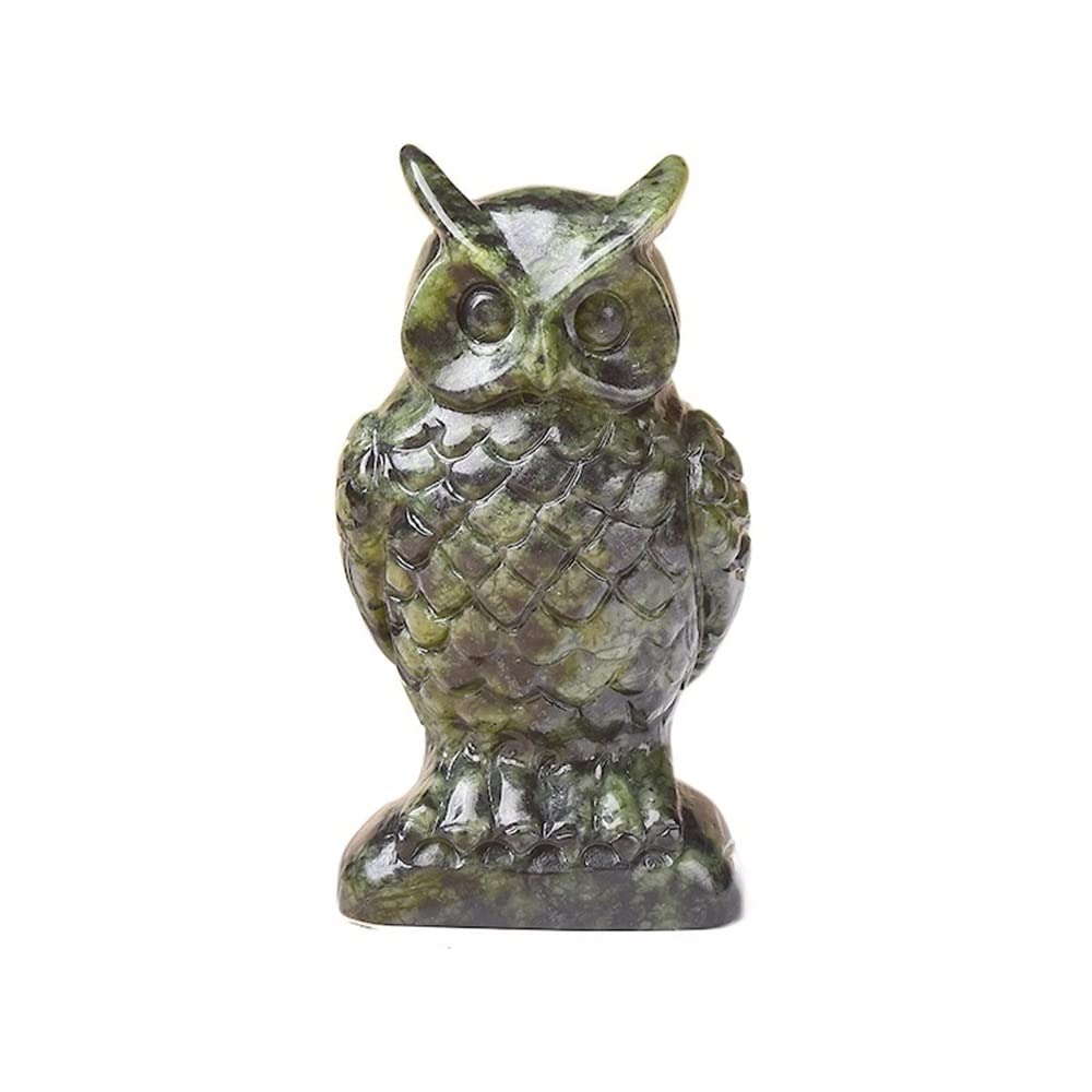 RVBLRDSE 1PC Stone Carved Owl Animal Ornaments Crystal Quartz Epidote Crafts Figurine Home Decoration Gemstone Stone