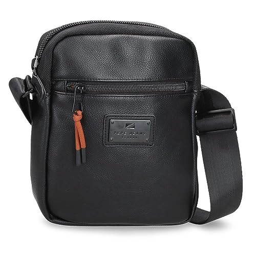Pepe Jeans Egham Sac Messenger Noir 17x22x6 cms Polyester, Noir, Talla única, Bandoulière