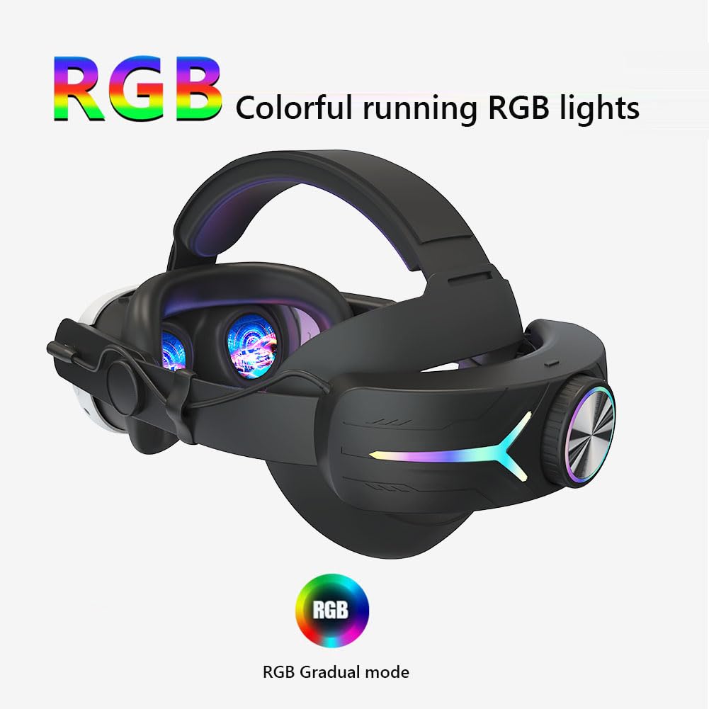 Regulowany, lekki pasek zamienny do zestawu słuchawkowego Meta/Oculus Quest 3 Podświetlenie LED Akcesoria do paska na głowę 8000 mAh z możliwością ładowania Zmniejsz nacisk na twarz do Meta/O