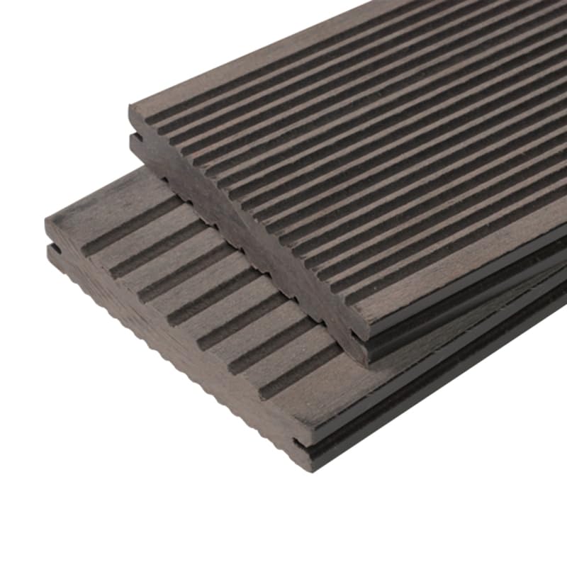 Lame terrasse bois composite plein Maxima L 360 cm Gris anthracite, ep.22mm, l.14 cm, L.360 cm