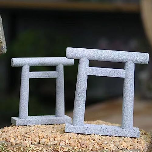 Image of livelyfish Japanese Fish Tank Decorations Asian Aquarium Decor Torii Gate Ornament Japanese Shrine Oriental Pagoda Aquarium Sandstone Bridge Statues Betta Fish Decorations for Tank, S3