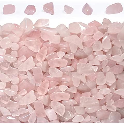 ideayard Rose Quartz Chips 2 lb, Natural Rose Quartz Crystal Irregular Chips Healing Stones Home Garden Decoration Gravel Cover