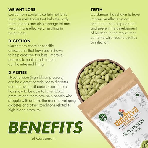 Image of Panchtattva Whole Green Cardamom from Idukki | Premium Hari Elaichi | 8mm Bold Grade | 100% Natural, Fresh & Aromatic | Strong Flavour for Tea, Cooking, Baking & Sweets | Bold Pods for Masala Blends | Pack 1(50gm)