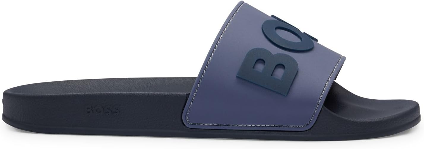 BOSS Mens Kirk Slid Rubber slides with raised logo detail Size