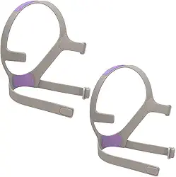 Snugell Alças de substituição para máscara CPAP facial AirFit ResMed F20 (pacote com 2) – Feito de nylon elástico premium ultramacio – Cores cinza e roxo – Clipes não incluídos (grande)