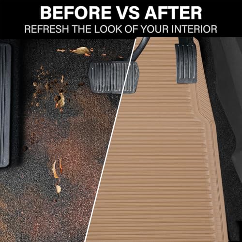 CAR PASS Rubber Floor Mats - All Weather, Full Set 4-Piece, Waterproof Automotive Mats Trim to Fit Most Cars, Sedans, SUVs, Vans - Heavy Duty Anti-Slip Easy Clean, All Beige by CAR PASS - Image 6