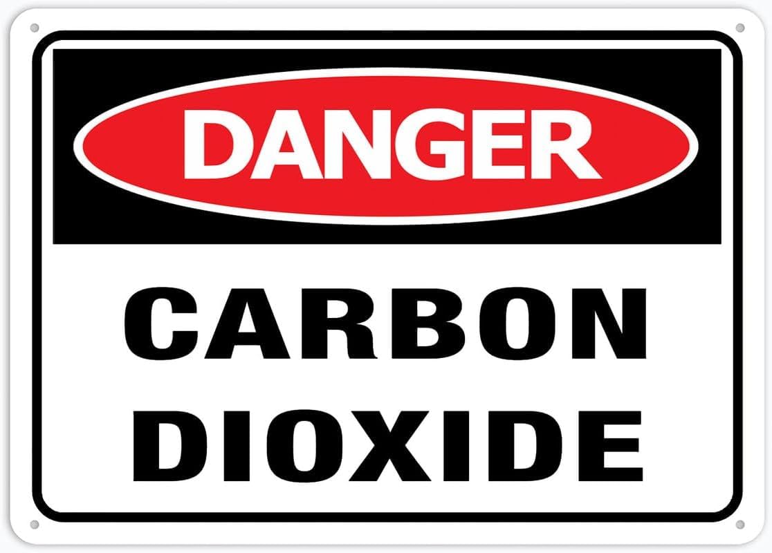 Danger Carbon Dioxide Rust Free Aluminum Sign - Pre-Drilled Holes Decor for Business, Workplace, Home Utility Room - 12x16 Inch​