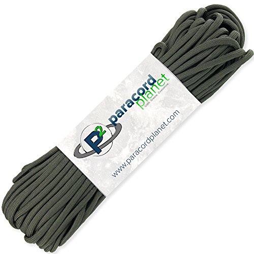 PARACORD PLANET 100 Hanks Parachute 550 Cord Type III 7 Strand Paracord Top 40 Most Popular Colors (Olive Drab)
