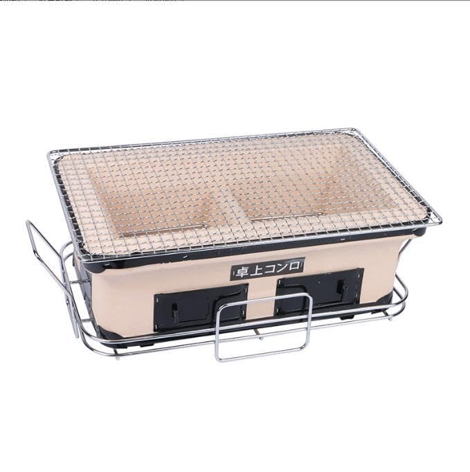 Griglia a carbonella, rettangolare in ceramica, per barbecue Hibachi, per Yakiniku, da tavolo o per uso interno, perfetta per la cucina giapponese-coreana, facile da pulire e utilizzare
