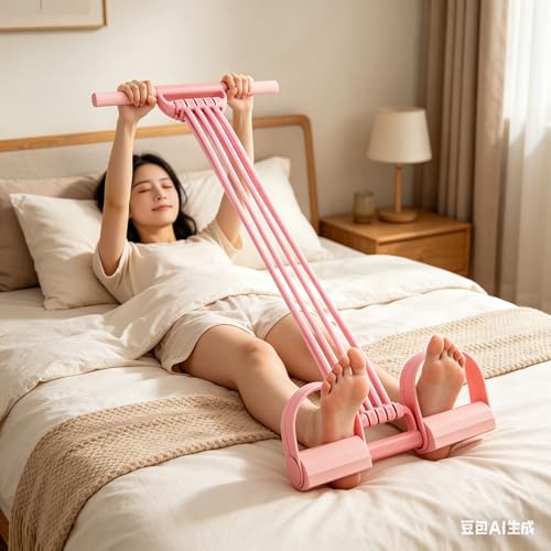 Resistance Bands with Handles, Manual Adjustable Detachable Soft Foam Thickened Latex 8-Tube Pedal Resistance Band with Handles,Natural Rubber Multifunction Tension Rope for Arm,Waist,Abdomen,Leg - image 6