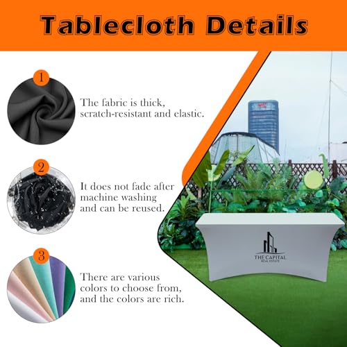 Custom Table Cloth with Business Logo Spandex 5FT Personalized Table Cloth with LogoText Image for Business Tradeshow Events/Company/School/Shop/Charity (5FT 120LX89in)