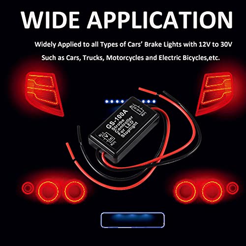 Diann 4Pcs Gs-100A Brake Light Flasher Strobe Brake Light Strobe Led Flash Module Flash Strobe Controller 12-30V For Motorcycles Cars Trucks Brake Light Tail Stop Light #TOP5