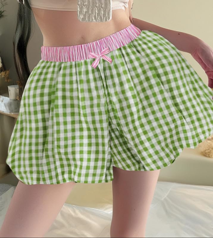 Women Y2K Plaid Bubble Mini Skirt 90s Balloon Gingham Short Skirts Cute Puffy Pleated Skirts Holiday Party Skirts4