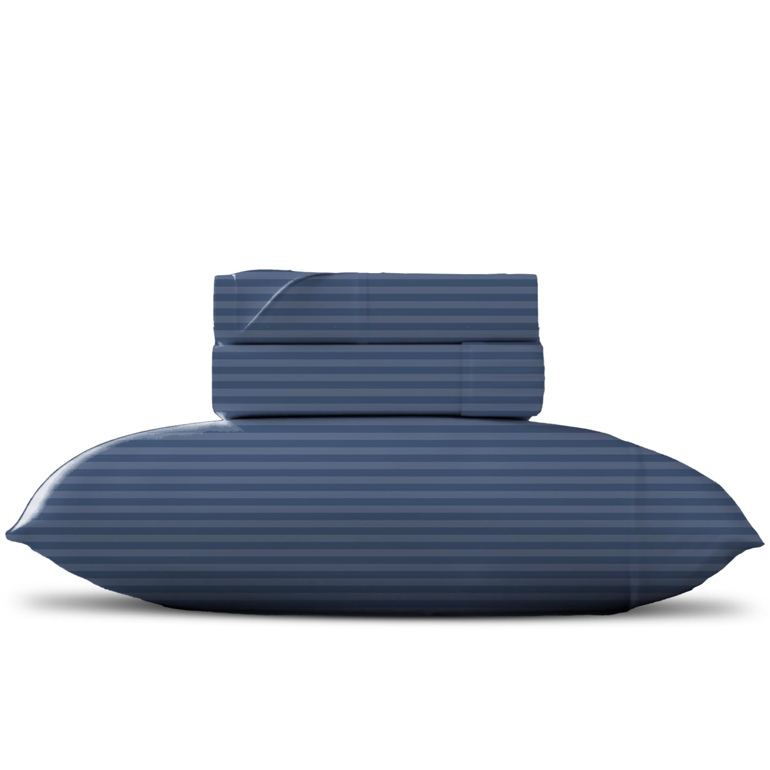 Luxury Egyptian Cotton Twin Stripe Sheet Set - 600 Thread Count Extra Long Staple 3 PC Set, Twin Light Blue Damask Sheets, Soft, Cooling Sateen Weave Sheets Upto 18 in Deep Pocket