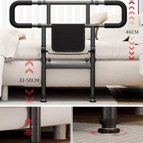 Binario di supporto per comodino, corrimano pieghevole per letto, regolabile in altezza, larghezza espandibile, maniglia antiscivolo per una mobilità sicura, facile installazione
