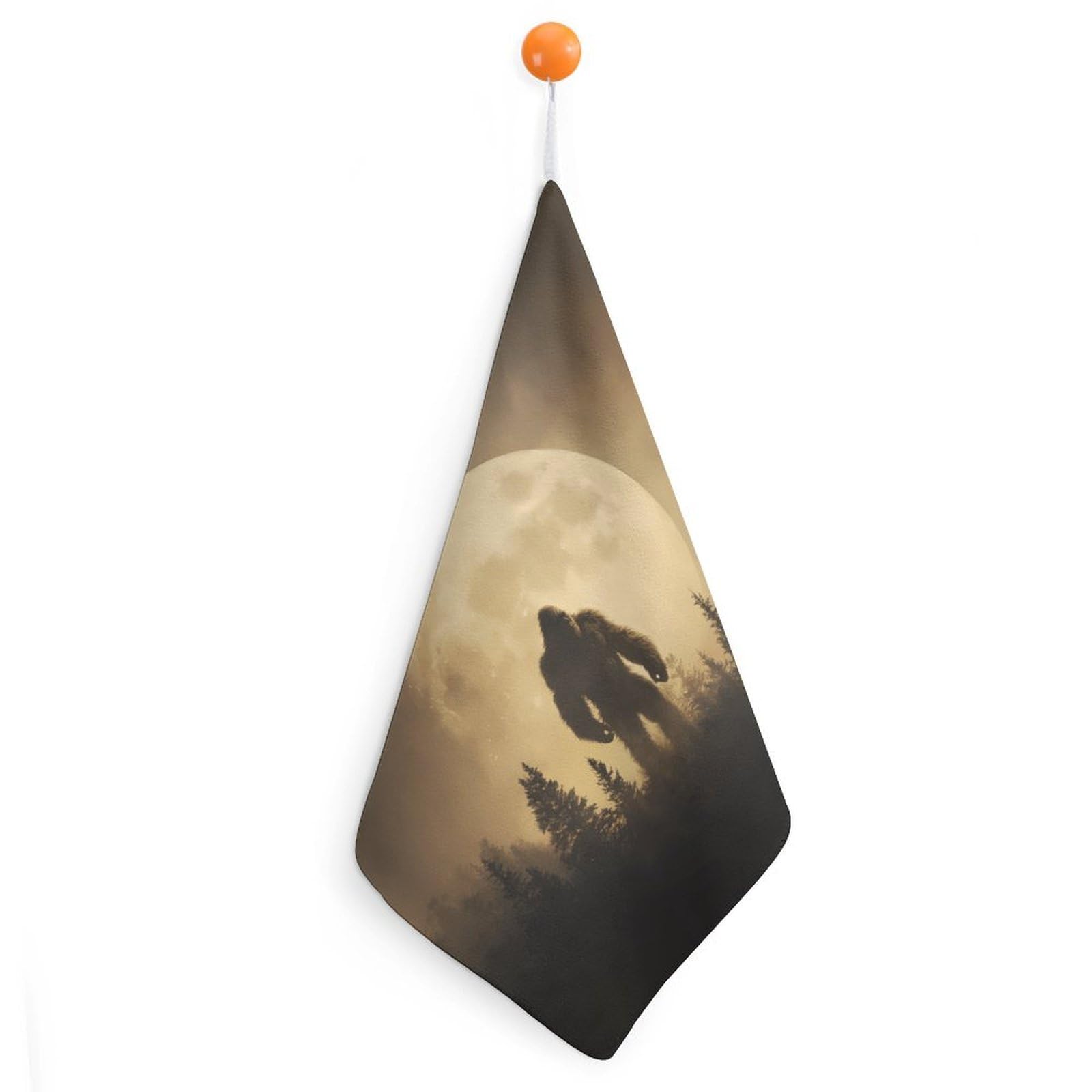 CGSBNGHA Bigfoot Sasquatch And Moon Hand Towel Hanging Face Towels Cleaning Cloths Handkerchief for Bathroom Kitchen