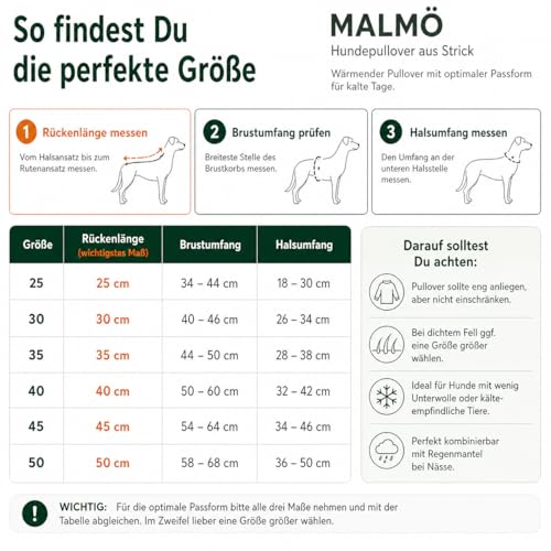 Hunter Hundepullover MALMÖ, Farbe: Khaki, klassisches Zopfstrick-Muster, wärmend & bequem, elastisch für optimalen Sitz, reflektierend für mehr Sichtbarkeit, waschbar bei 30°C, Größe: 30