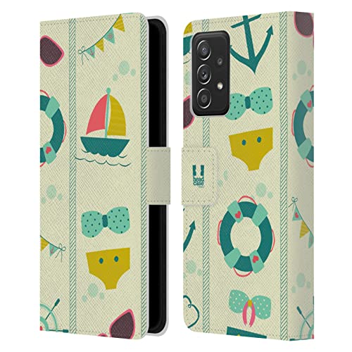 Étui cuir Samsung Galaxy A53 5G motif été nautique vert sarcelle rafraîchissant