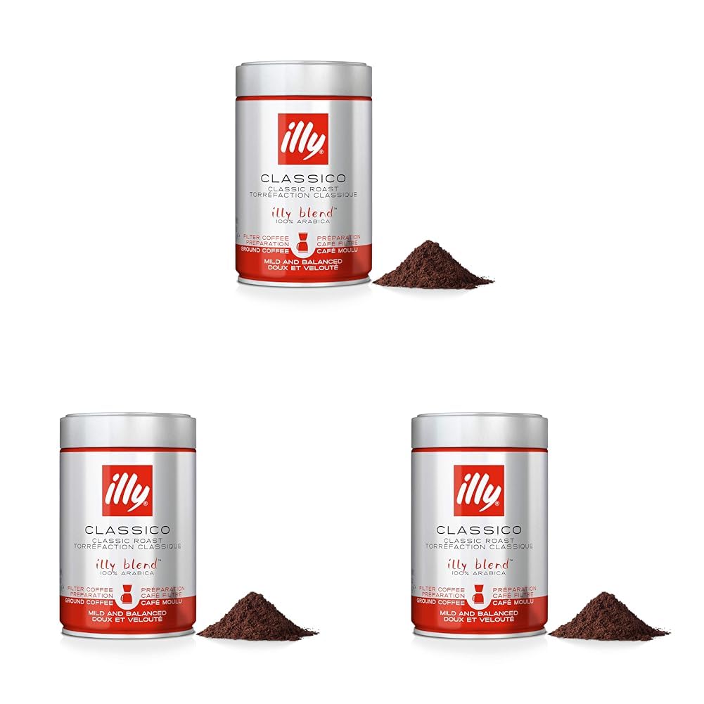 illy Classico Medium Roast Arabica Ground Coffee, 250g x3