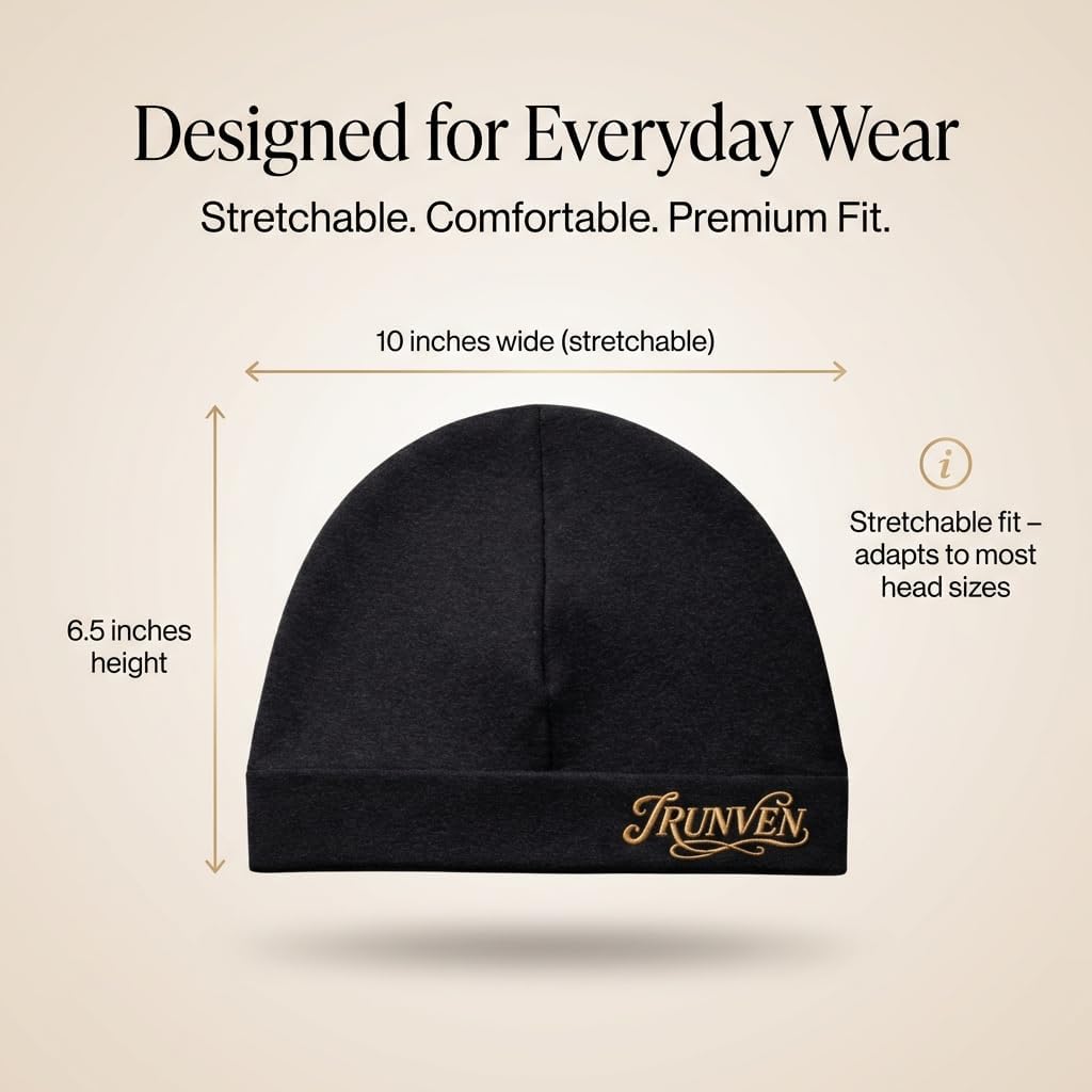 Satin-Lined Skull Cap – Premium Satin Interior for Hair Protection, Breathable Stretch Fit