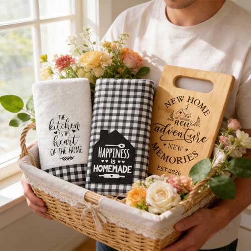 Set de tabla de cortar de bambú con 2 paños de cocina miniatura 2