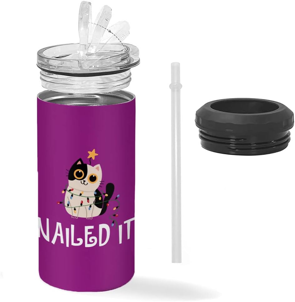 Nailed It Insulated Slim Can Cooler - Cute Cat Can Cooler - Illustration Insulated Slim Can Cooler