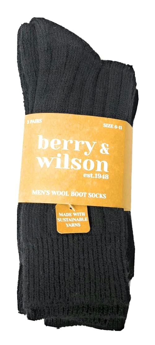 Berry & Wilson 3 Pairs men’s Comfort Wool Boot Socks