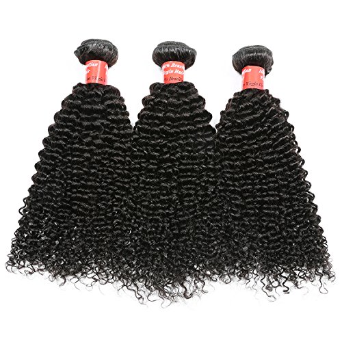Virgin Brazilian Kinky Curly hair, EXBE Grade 8A Brazilian Virgin Kinky Curly 4 Bundles Hair Bundles Natural Color Raw Unprocessed 100% Virgin Human Hair Weave (24 26 28 Inch)