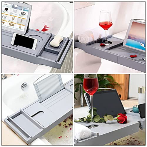 UPKOCH Bandeja Caddy para Banheira Banheira Banheiro Extensível Cinza Bacia Retrátil Rack de Sabão D