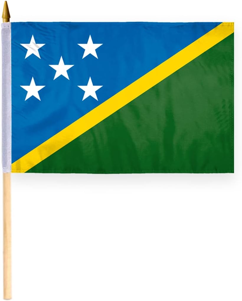 AGAS Solomon Islands Flag 2x3 ft Nylon Fabric Double Stitched Canvas Header Brass Grommets Fade Resistant & Vivid Colors Tough Solomon Islands Banner