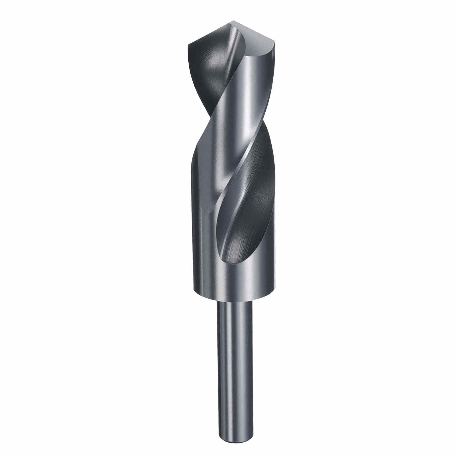 HARFINGTON Bohrer, 28,5 mm, reduzierter Schaft, rund, 4341, Hochgeschwindigkeitsstahl, Nitrieren, schwarz, 118°-Standardspitze für Kunststoff, Holz, Kupfer, Aluminium, Eisen, mittelweiches Metall