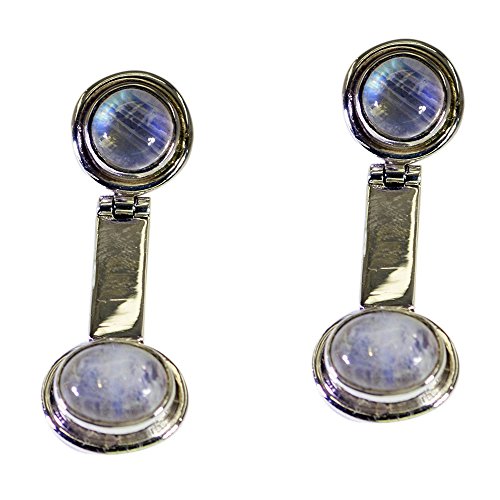 Pierre de lune boucles d'oreilles anti-irritation argent 925 push dos sécurisé pour femme