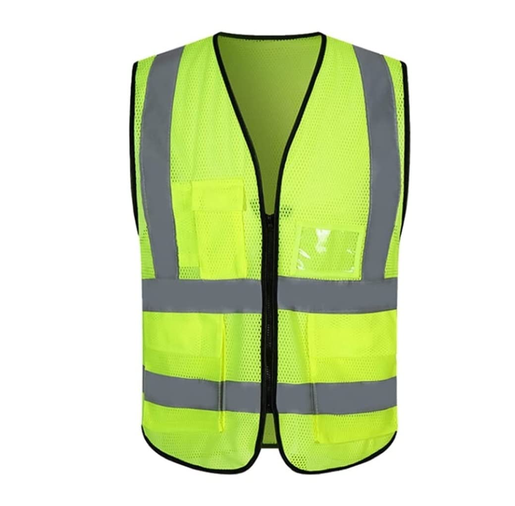 Chaleco reflectante de alta visibilidad Chaleco de trabajo transpirable de malla de alta visibilidad Chalecos reflectantes con bolsillos y cremallera Chaqueta reflectante de seguridad (Azul: Ver