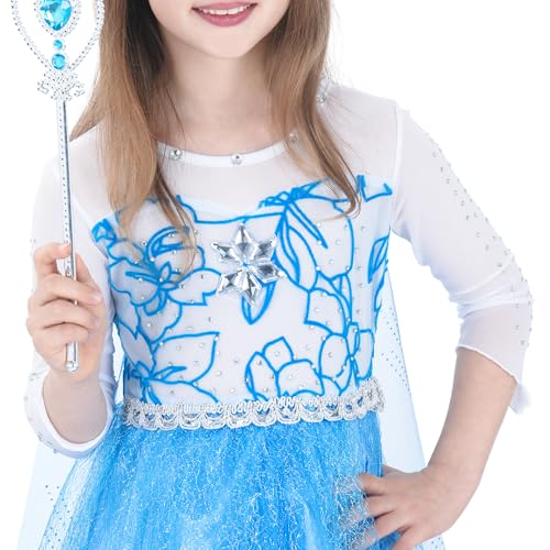 Sincere Party Classic Light Up Princess Dress with Tulle Cape,Wand,Tiara Perfect for World Book Day,Xmas Gift for Girls 7-8 years - Image 3