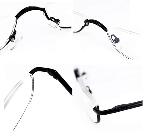 Vista 51 de KoKoBin Lentes de lectura de media lectura, 2 pares de lentes con marco de metal de medio borde, lectores de bisagra de resorte con bolsa de cuero