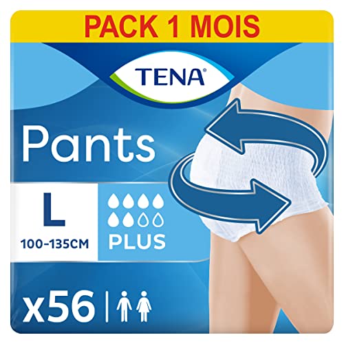 TENA Pants taille L - Sous-vêtements absorbants jetables unisexes pour incontinence - Pour fortes fuites urinaires - Pack de 56 pièces (4 x 14)
