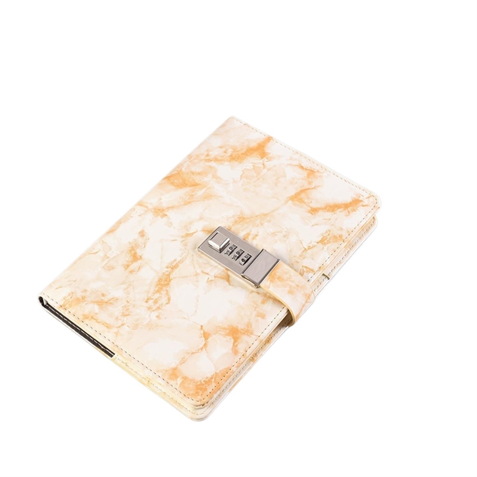 Cuaderno Contraseña Cuaderno Textura de mármol 100 Hojas Diario Personal con código de Bloqueo Suministros de la Escuela de Cuero Gruesas Notas para Notas PlanificacióN(Yellow)