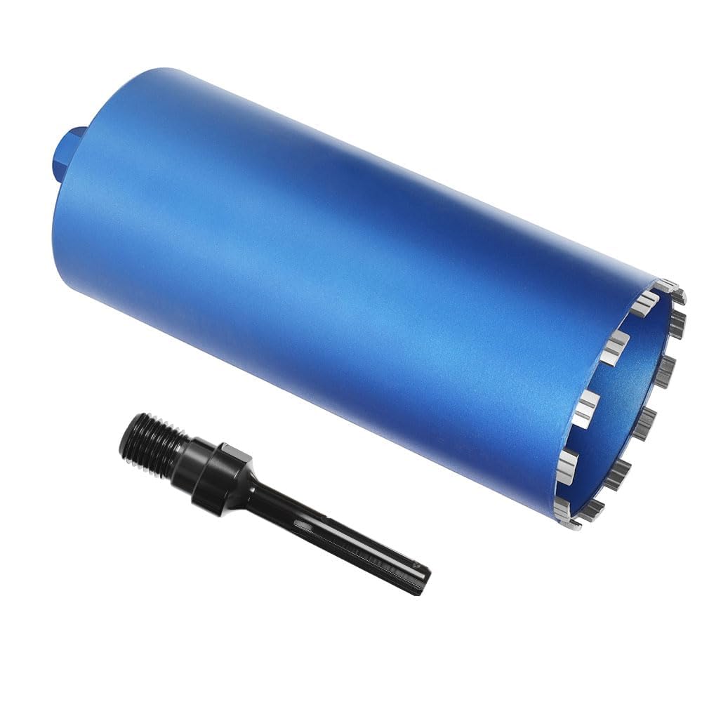 Corona Diamante 1¼" UNC Ø200/L460mm Broca Perforadora Turbo + Adapt.SDS-Max | Sierra Corona Seco/Húmedo, 415mm Profundidad Taladrado, Corta armaduras ≥25mm, Broca Núcleo para Hormigón, Piedra, Paredes