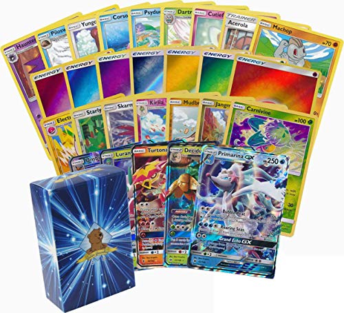150 Random Pokemon Card Lot! 100 Pokemon Cards – GX & Foils – 50 Energy Cards – Pokemon Coin! Includes Golden Groundhog Deck Box!