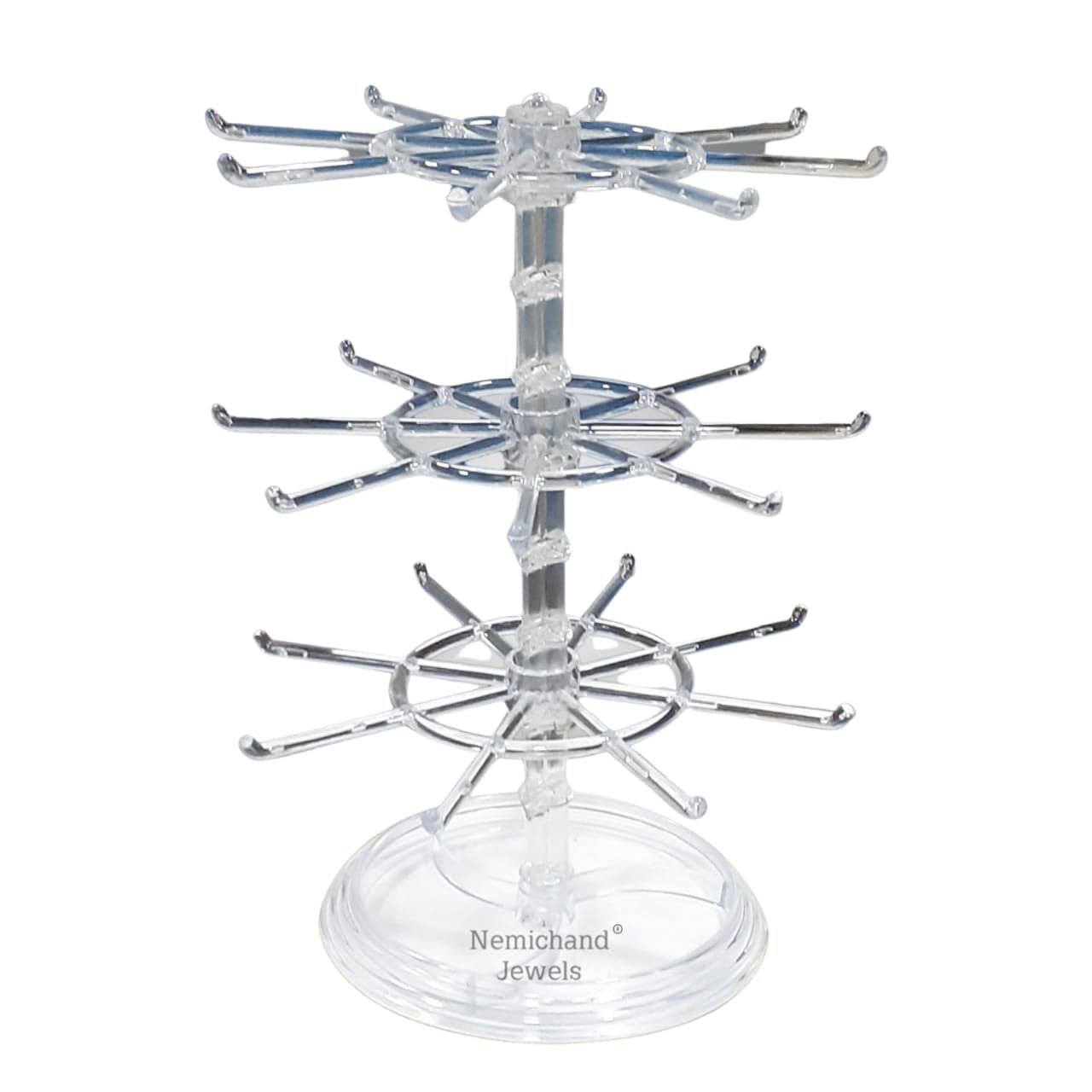 Arah Plastic 3 Tier Rotating Bangle/Earring Chain Display stand Multipurpose Accessories Organizer(Clear)