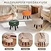 oakvivo 13in Small Foot Stool Ottoman, Round Faux Leather Foot Rest for Couch, Under Desk Pouf Footstool Footrest with Non-Skid Rubber Legs for Ling Room, Bedroom, 13''L x 13''W x 10.2''H, Beige